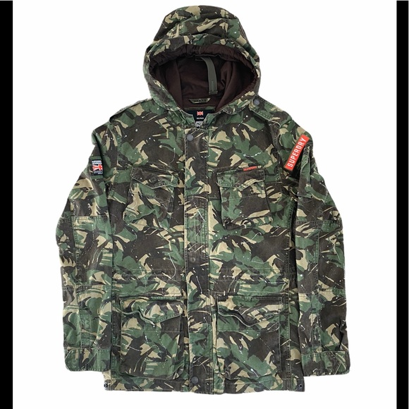 Superdry Rookie Splatter Para Parka Camo Camouflage Pattern Jacket Men Hood New Superdry Rookie Splatter Para Parka Camo Camouflage Pattern Jacket Men Hood New